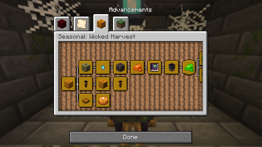 Advancement tab, from the first pumpkin to wicked resin